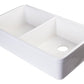 ALFI brand AB512UM-W 32 inch White Double Bowl Fireclay Undermount Kitchen Sink