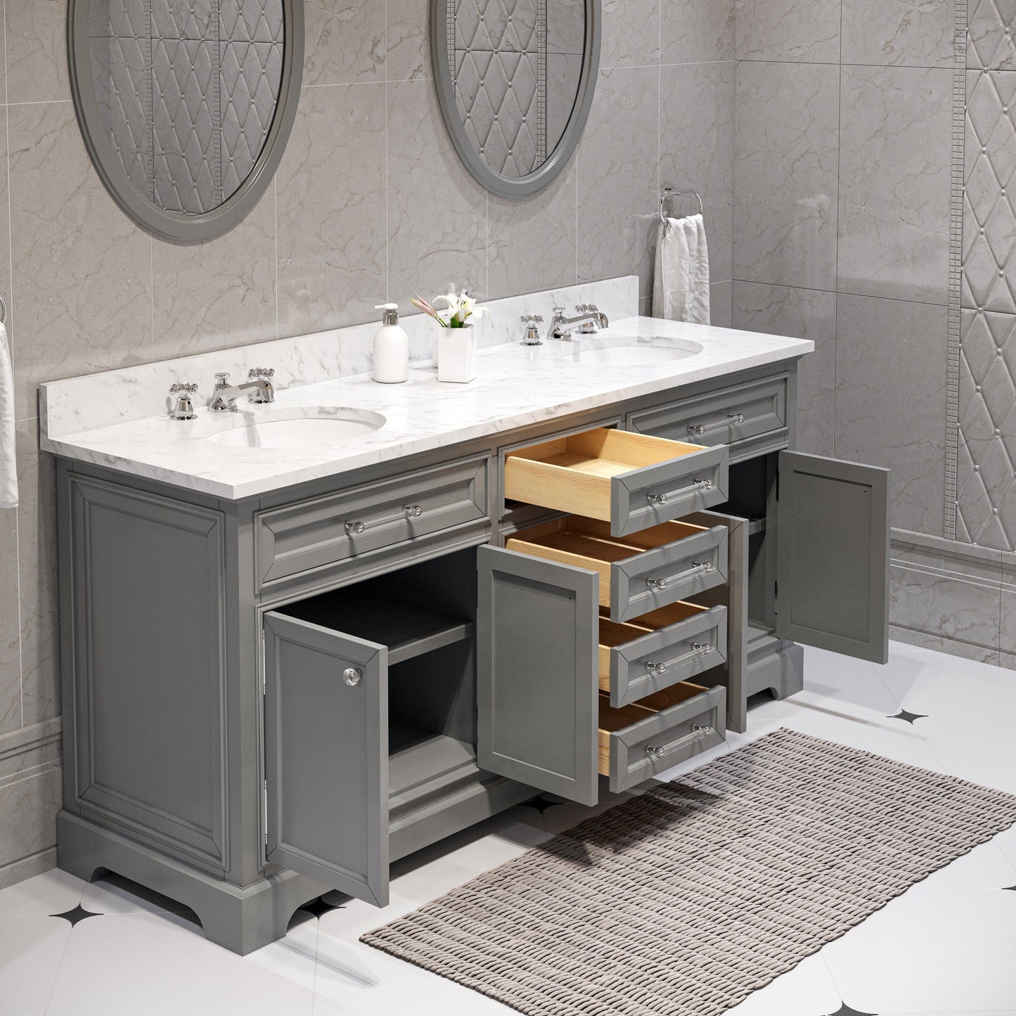 Water Creation 72 Inch Cashmere Grey Double Sink Bathroom Vanity From The Derby Collection