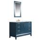 Water Creation Elizabeth 48" Carrara White Marble Vanity In Monarch Blue With Matching Mirror(s) and Faucet(s)