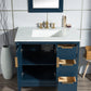 Water Creation Elizabeth 36" Single Sink Carrara White Marble Vanity In Monarch Blue