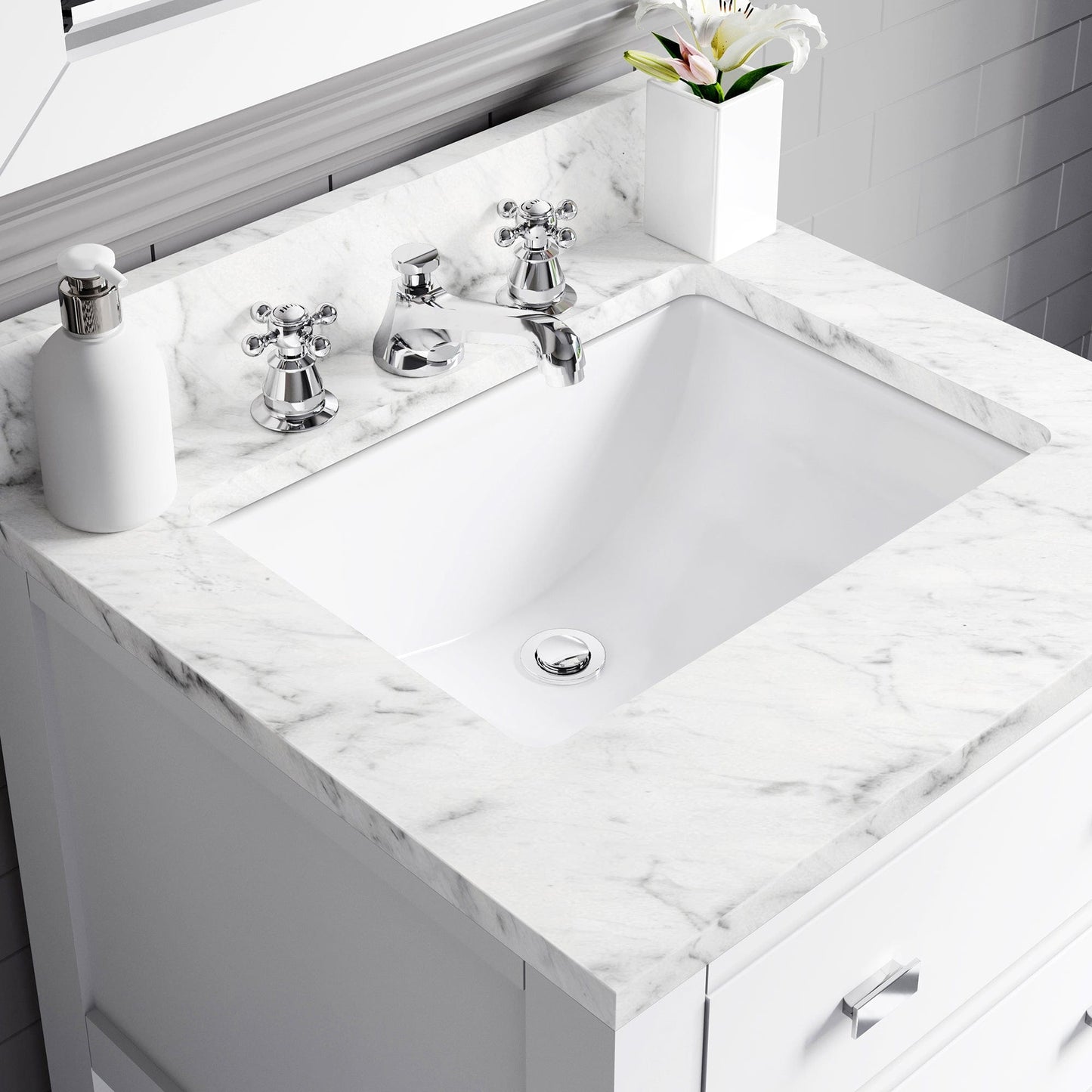 Water Creation 24 Inch Pure White Single Sink Bathroom Vanity With Faucet From The Madalyn Collection