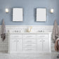 Water Creation 72" Palace Collection Quartz Carrara Pure White Bathroom Vanity Set With Mirrors