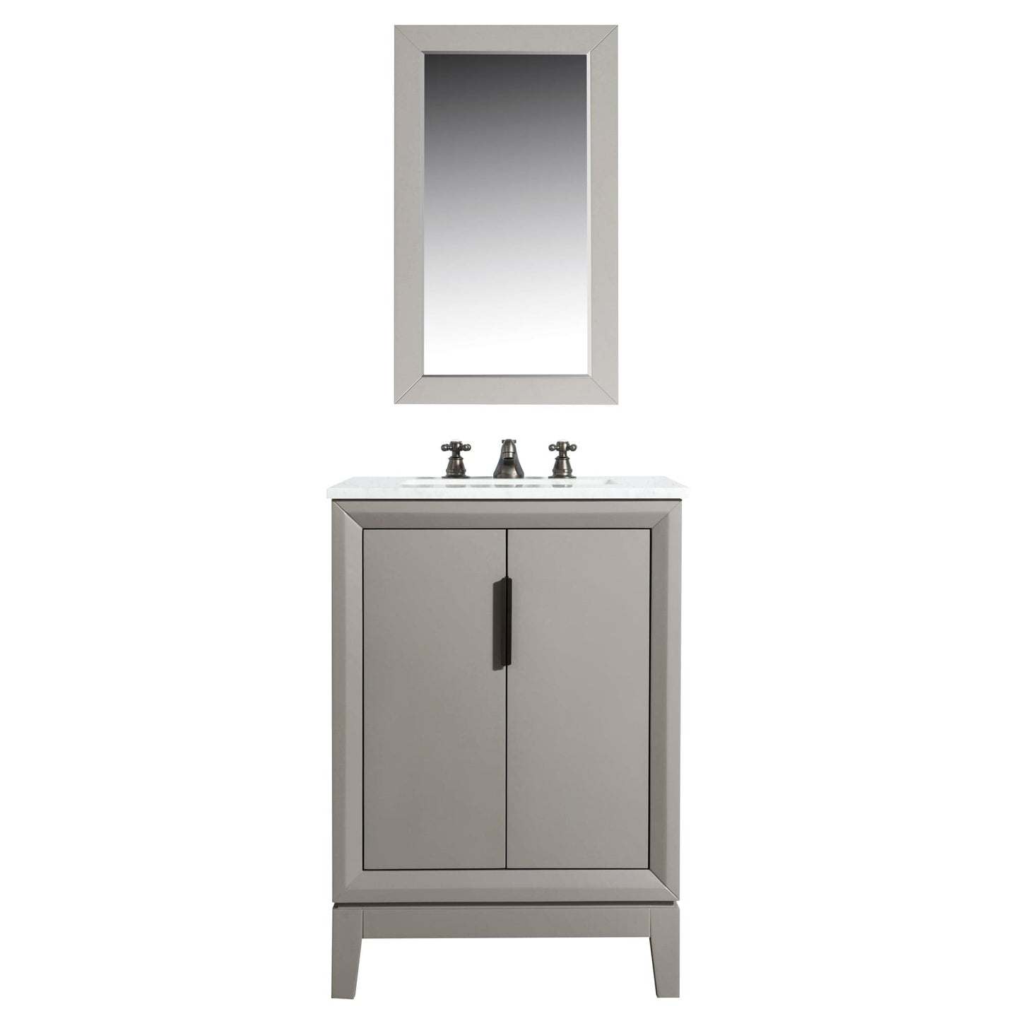 Water Creation Elizabeth 24" Single Sink Carrara White Marble Vanity In Cashmere Grey With Matching Mirror(s)