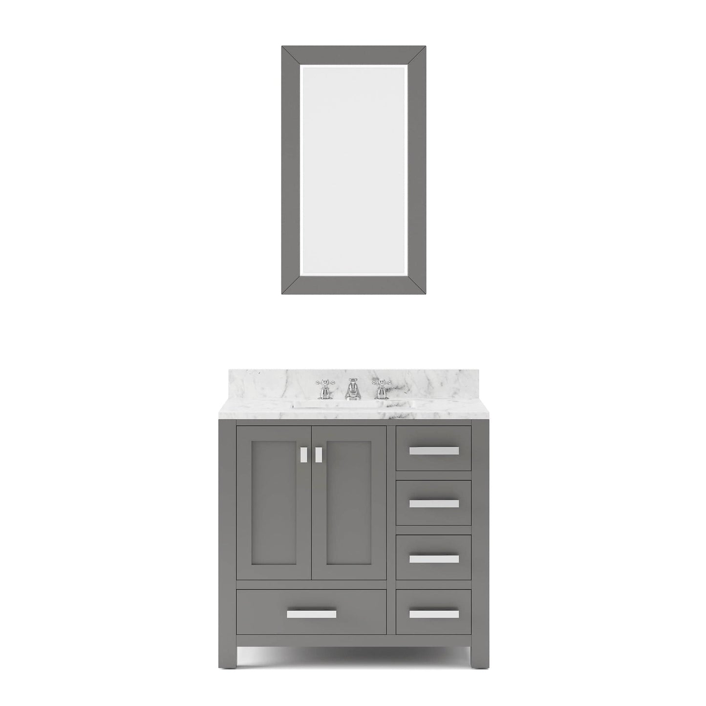 Water Creation 36 Inch Wide Cashmere Grey Single Sink Bathroom Vanity With Matching Mirror From The Madison Collection