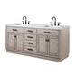 Water Creation Chestnut 72 In. Double Sink Carrara White Marble Countertop Vanity In Grey Oak