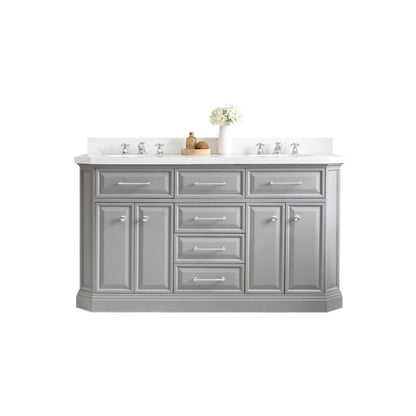 Water Creation 60" Palace Collection Quartz Carrara Cashmere Grey Bathroom Vanity Set With Hardware