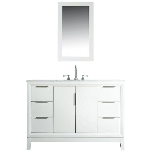 Water Creation Elizabeth 48" Carrara White Marble Vanity In Pure White With  Mirror(s) and Faucet(s)