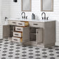 Water Creation Chestnut 72 In. Double Sink Carrara White Marble Countertop Vanity In Grey Oak