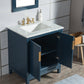 Water Creation Elizabeth 30" Single Sink Carrara White Marble Vanity In Monarch Blue With Matching Mirror(s)