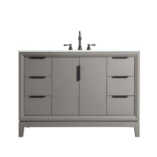 Water Creation Elizabeth 48" Carrara White Marble Vanity In Cashmere Grey  With Faucet(s)