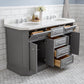 Water Creation 60" Palace Collection Quartz Carrara Cashmere Grey Bathroom Vanity Set With Mirrors