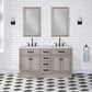 Water Creation Chestnut 60 In. Double Sink Carrara White Marble Countertop Vanity In Grey Oak