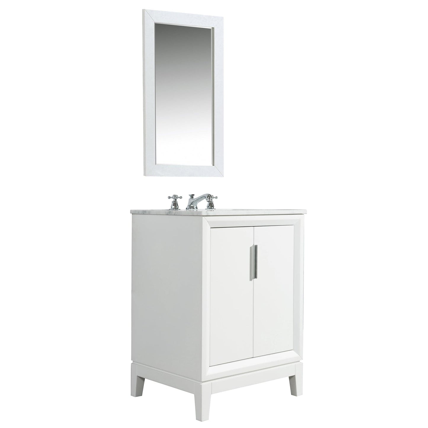 Water Creation Elizabeth 24" Single Sink Carrara White Marble Vanity In Pure White With Matching Mirror(s)