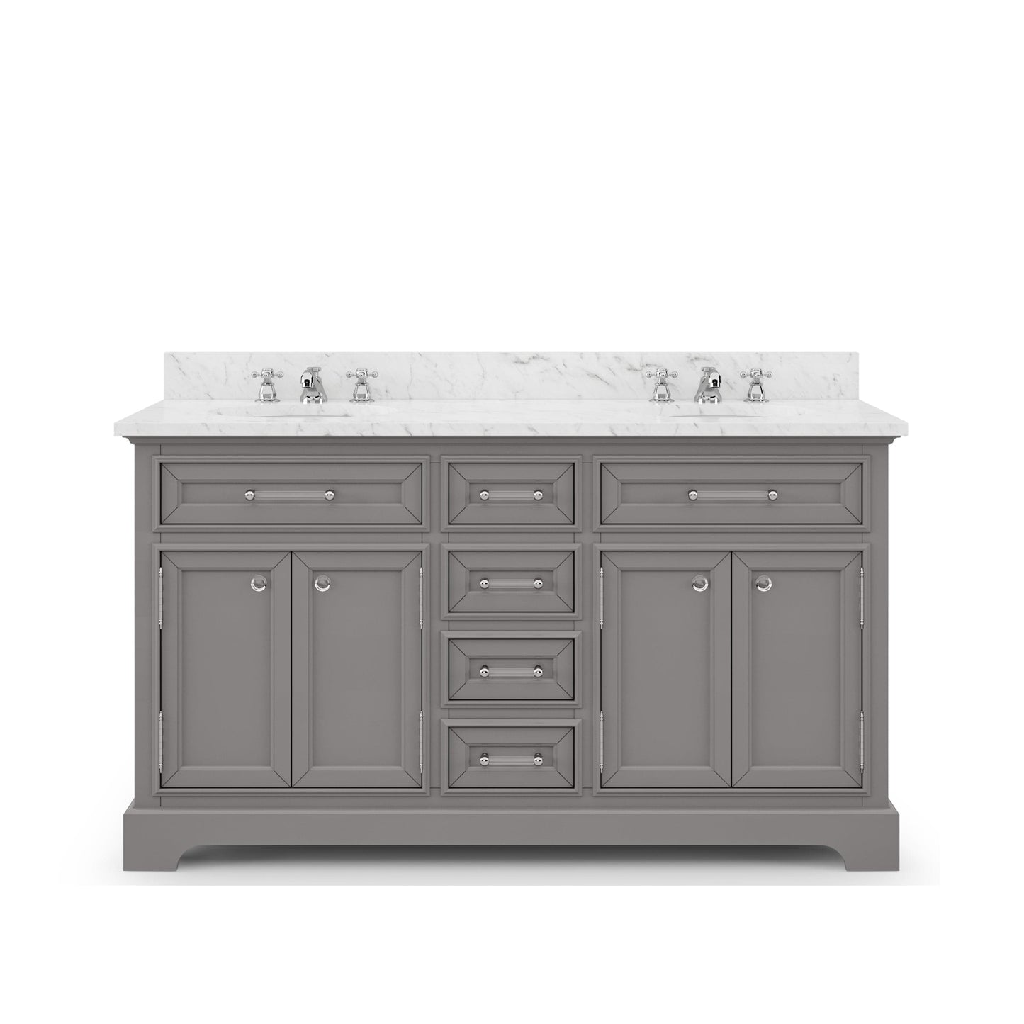 Water Creation 60 Inch Cashmere Grey Double Sink Bathroom Vanity With Faucet From The Derby Collection