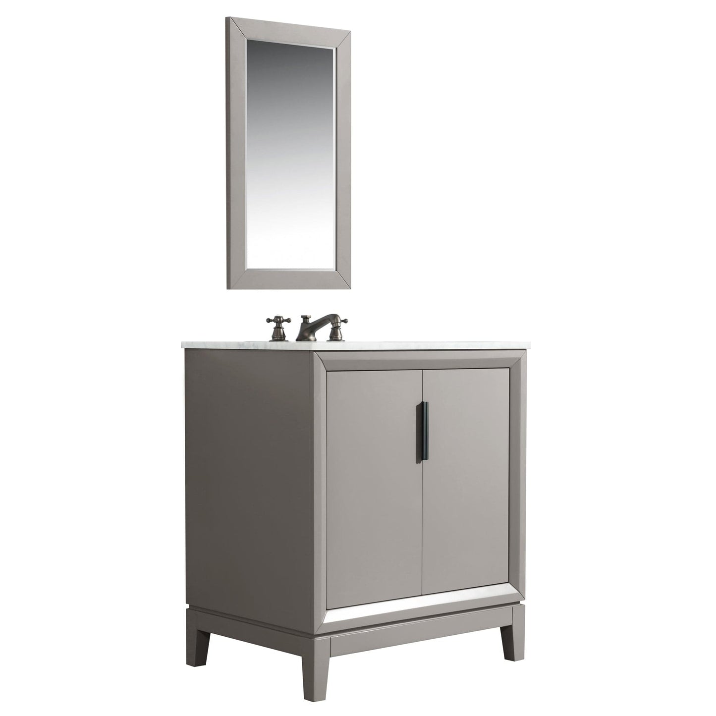 Water Creation Elizabeth 30" Single Sink Carrara White Marble Vanity In Cashmere Grey With Matching Mirror(s)