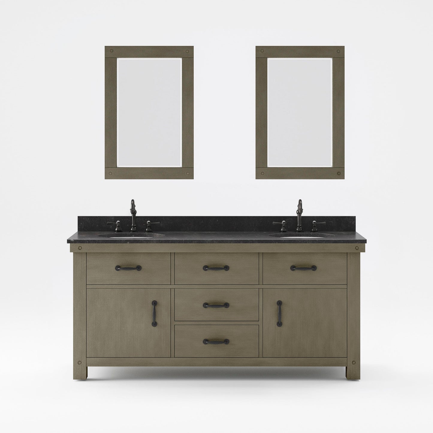 Water Creation 72" Grizzle Grey Bathroom Vanity With Mirrors With Blue Limestone Counter Top ABERDEEN Collection