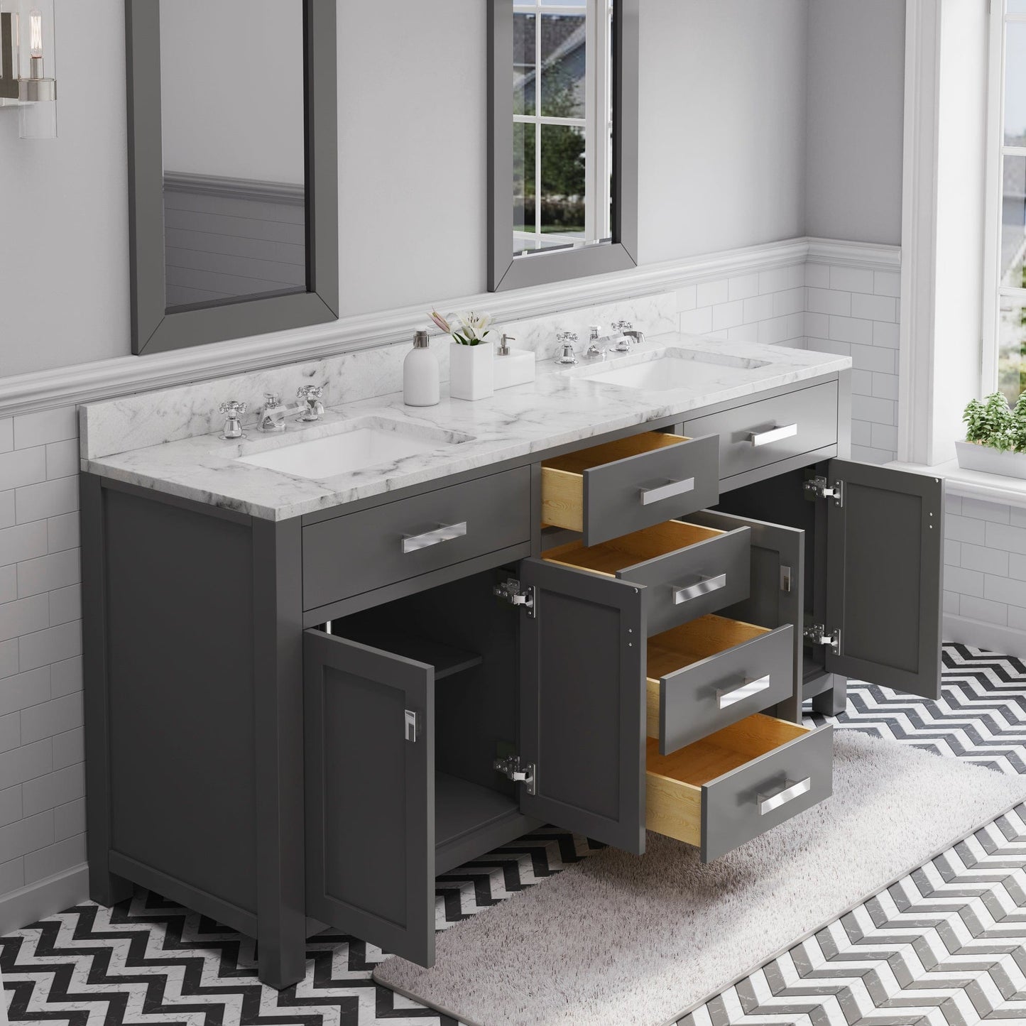 Water Creation 72 Inch Cashmere Grey Double Sink Bathroom Vanity From The Madison Collection