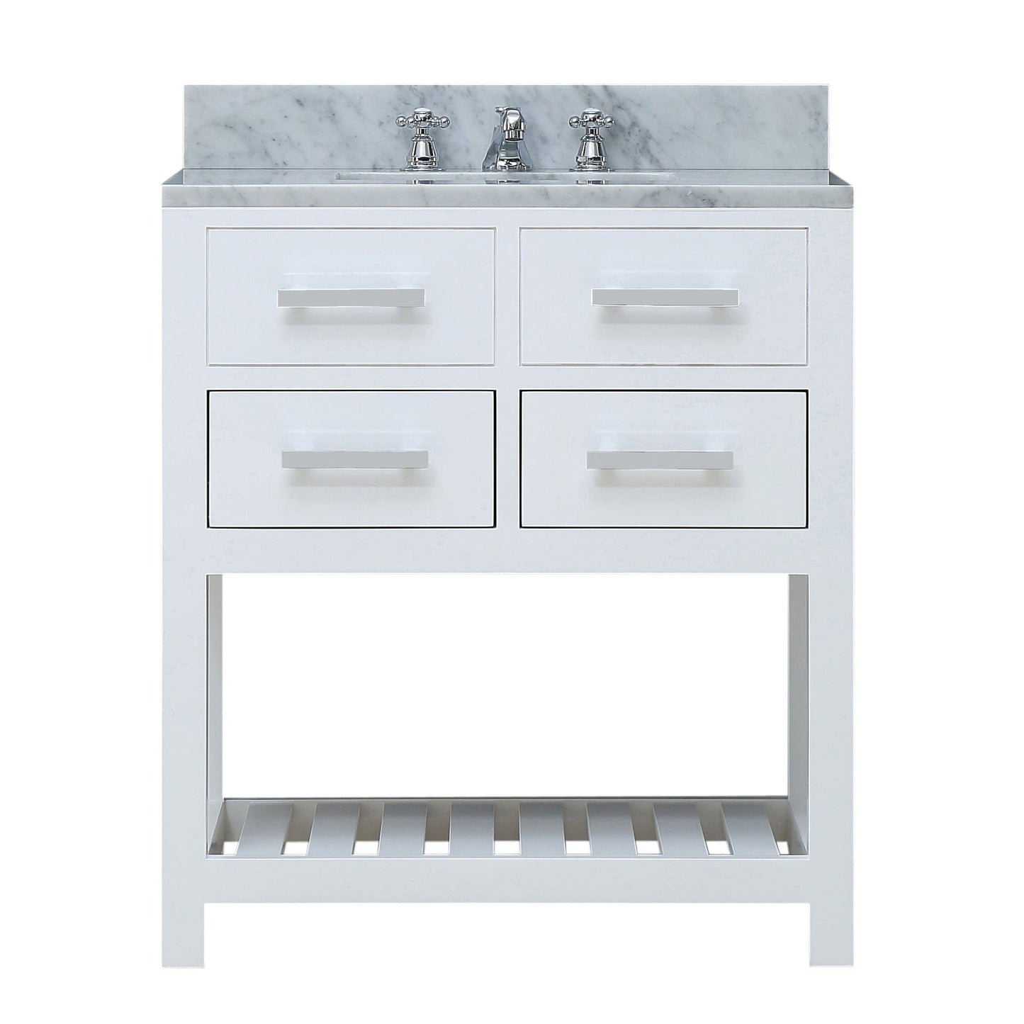 Water Creation 30 Inch Pure White Single Sink Bathroom Vanity With Faucet From The Madalyn Collection