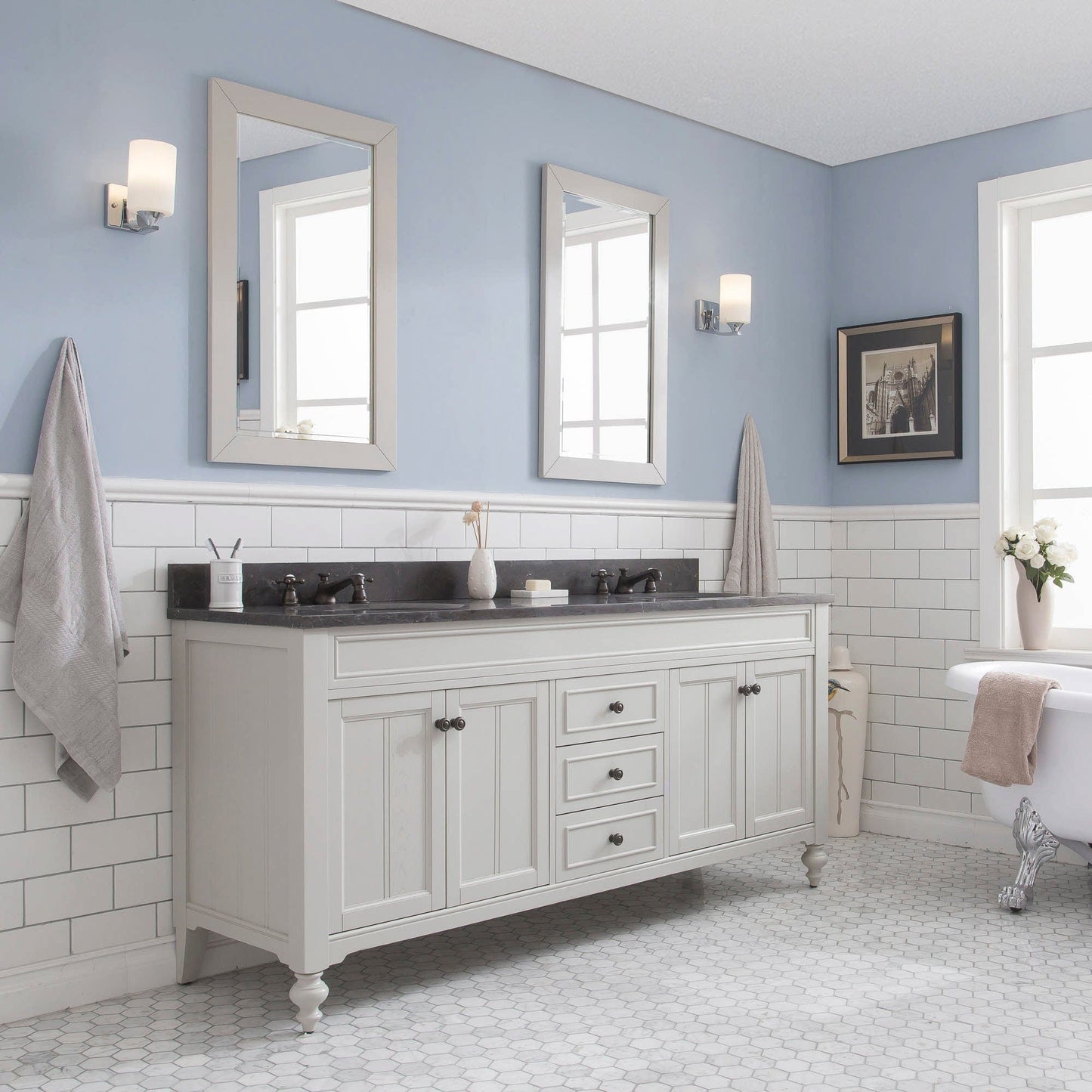 Water Creation 72 Inch Earl Grey Double Sink Bathroom Vanity From The Potenza Collection