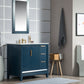 Water Creation Elizabeth 36"  Carrara White Marble Vanity In Monarch Blue With Mirror(s) and Faucet(s)