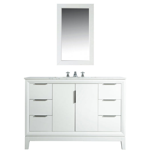 Water Creation Elizabeth 48" Carrara White Marble Vanity In Pure White With Mirror(s)