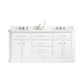 Water Creation 72" Palace Collection Quartz Carrara Pure White Bathroom Vanity Set With Hardware