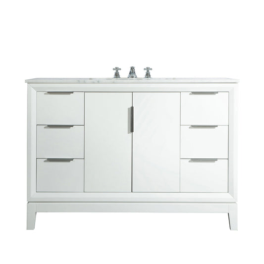 Water Creation Elizabeth 48" Carrara White Marble Vanity In Pure White  With Faucet(s)