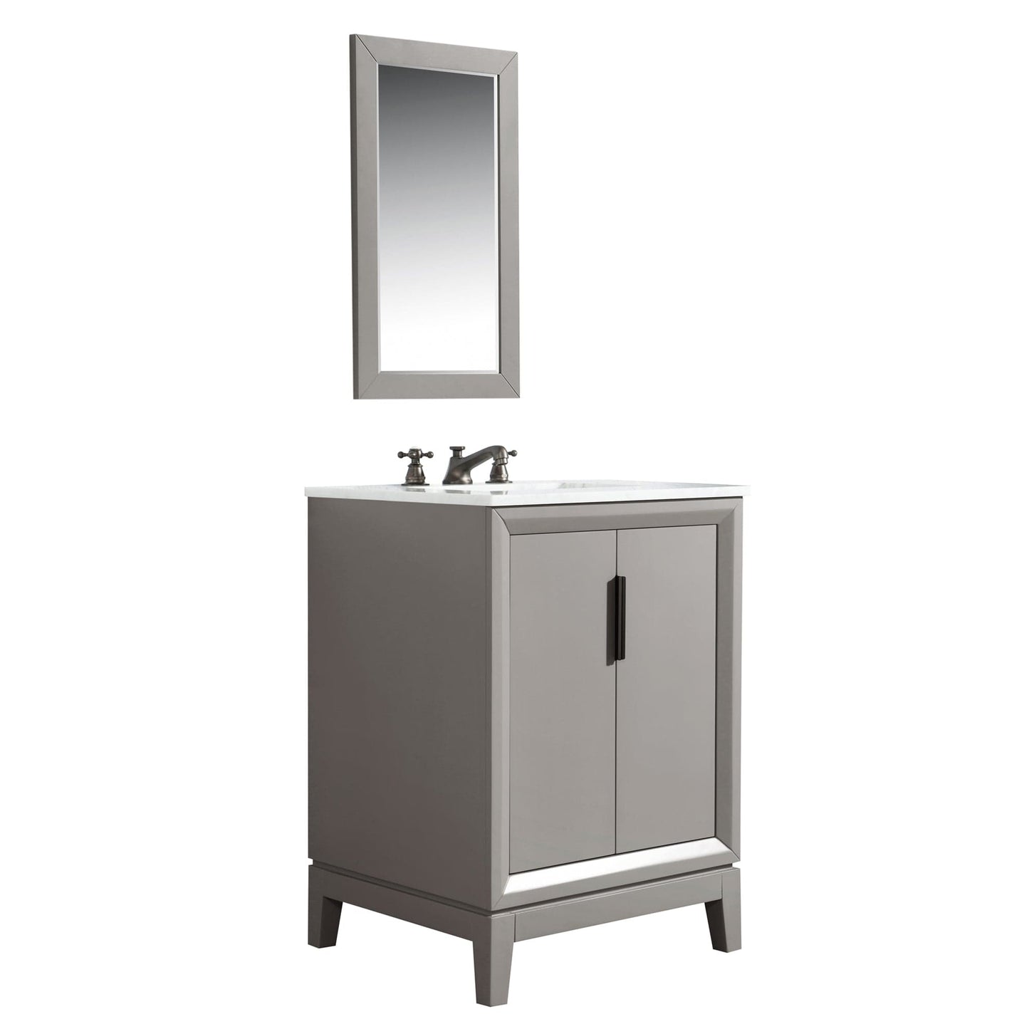 Water Creation Elizabeth 24" Single Sink Carrara White Marble Vanity In Cashmere Grey With Matching Mirror(s)