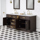 Water Creation Chestnut 72 In. Double Sink Carrara White Marble Countertop Vanity In Brown Oak with Mirrors