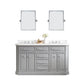 Water Creation 60" Palace Collection Quartz Carrara Cashmere Grey Bathroom Vanity Set With Mirrors