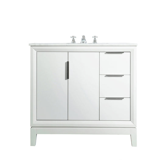 Water Creation Elizabeth 36" Carrara White Marble Vanity In Pure White  With Faucet(s)