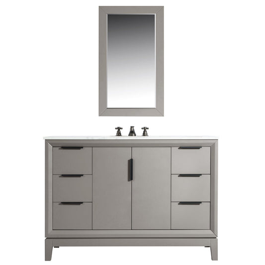 Water Creation Elizabeth 48" Carrara White Marble Vanity In Cashmere Grey With Mirror(s) and Faucet(s)