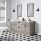 Water Creation Chestnut 72 In. Double Sink Carrara White Marble Countertop Vanity In Grey Oak