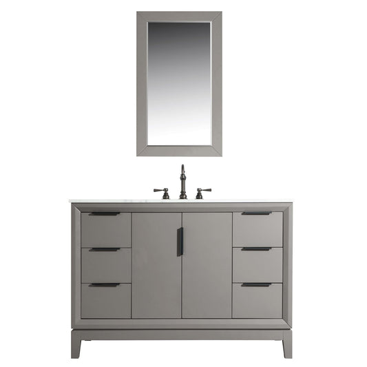 Water Creation Elizabeth 48" Carrara White Marble Vanity In Cashmere Grey With Matching Mirror(s) and Faucet(s)