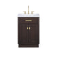 Water Creation Chestnut 24 In. Single Sink Carrara White Marble Countertop Vanity In Brown Oak