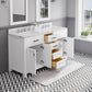 Water Creation 60 Inch Pure White Double Sink Bathroom Vanity With Faucet From The Madison Collection