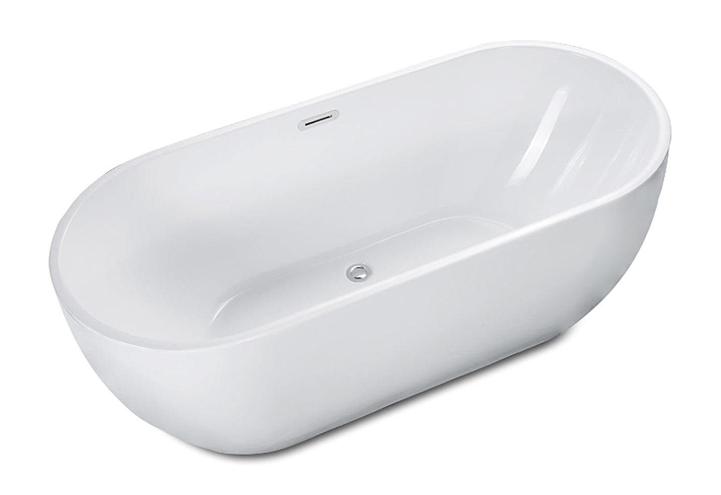 ALFI brand AB8839 67 inch White Oval Acrylic Free Standing Soaking Bathtub