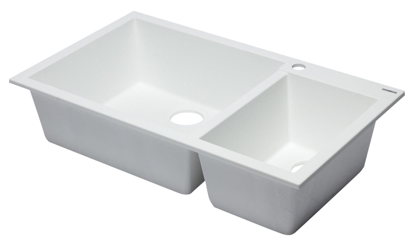 ALFI brand AB3319DI 34" Double Bowl Drop In Granite Composite Kitchen Sink