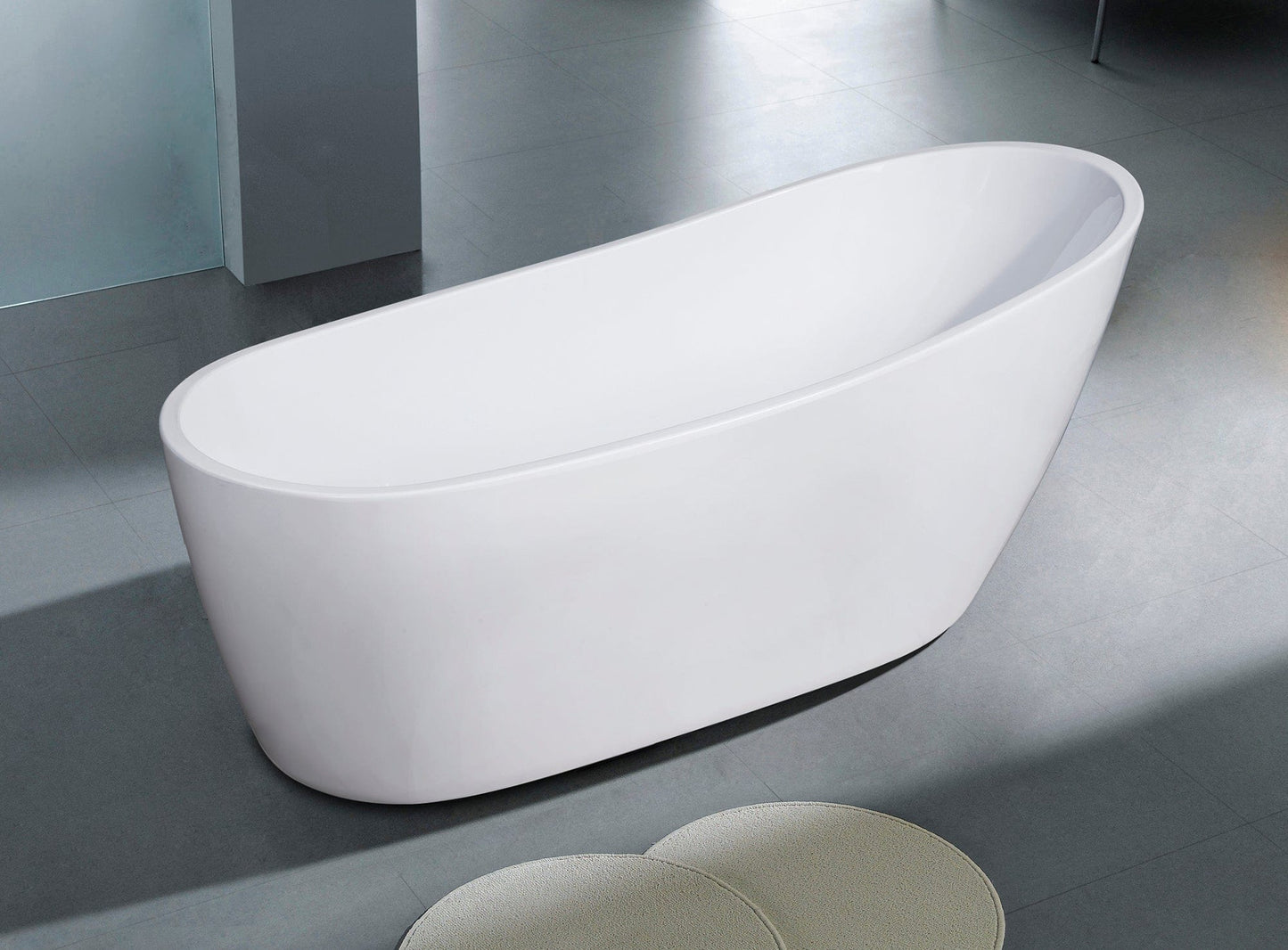 ALFI brand AB8826 68 inch White Oval Acrylic Free Standing Soaking Bathtub