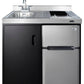 Summit C39ELGLASSBK 39" W x 24.63" D x 40" H Stainless Steel and Black Finish All-in-One Combo Kitchen - 115 Volts