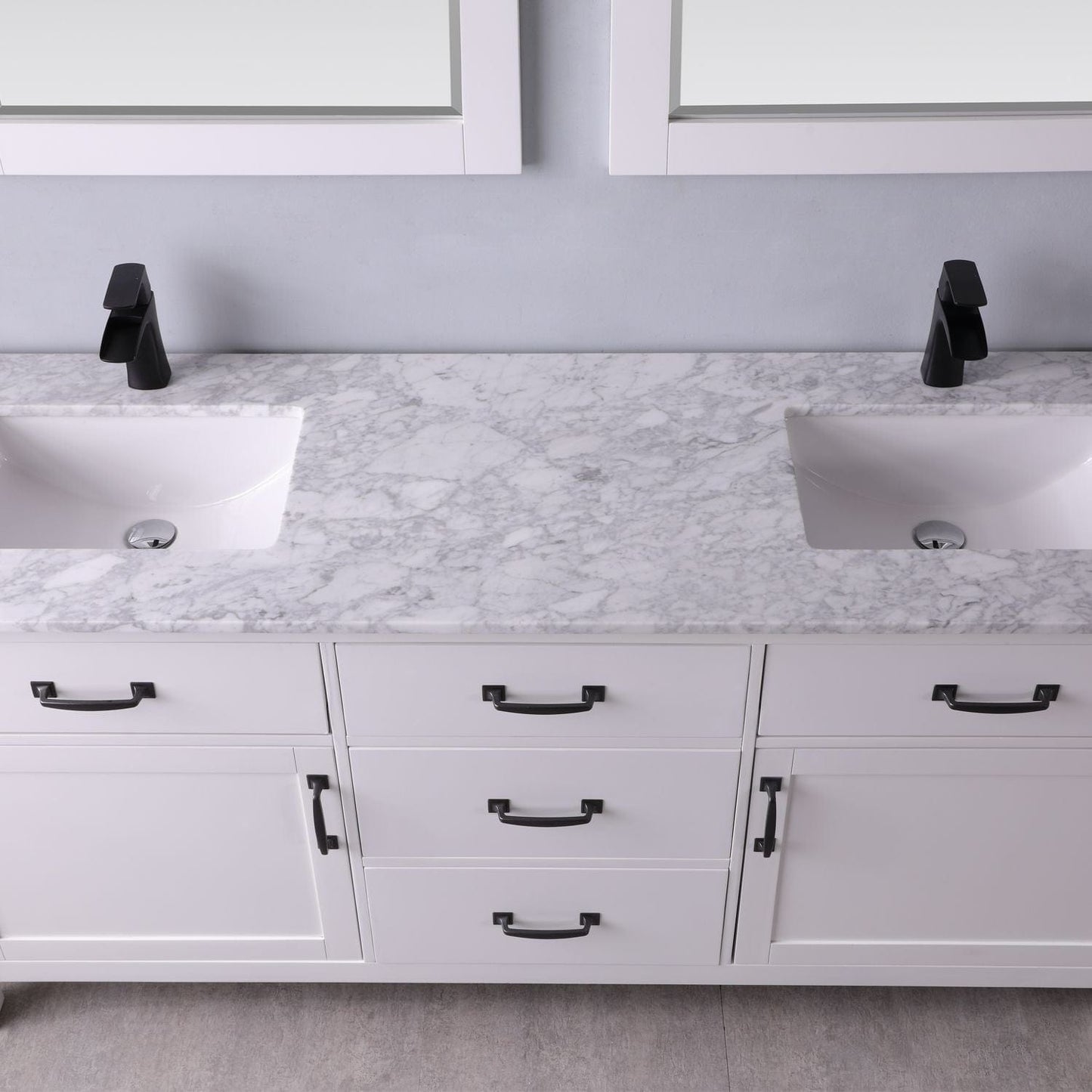 Altair 535072-WH-CA-NM Maribella 72 Inch Double Bathroom Vanity with Carrara White Marble Countertop, White