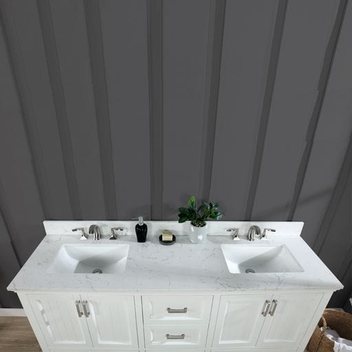 Altair 538072-WH-AW Isla 72 Inch Double Bathroom Vanity Set in White and Carrara White Marble Countertop with Mirror