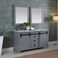 Altair Kinsley 60" Double Bathroom Vanity Set in Gray and Carrara White Marble Countertop with Mirror