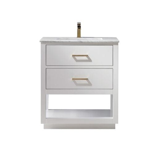 Altair 532030-WH-CA-NM Remi 30 Inch Single Bathroom Vanity with Carrara White Marble Countertop, White