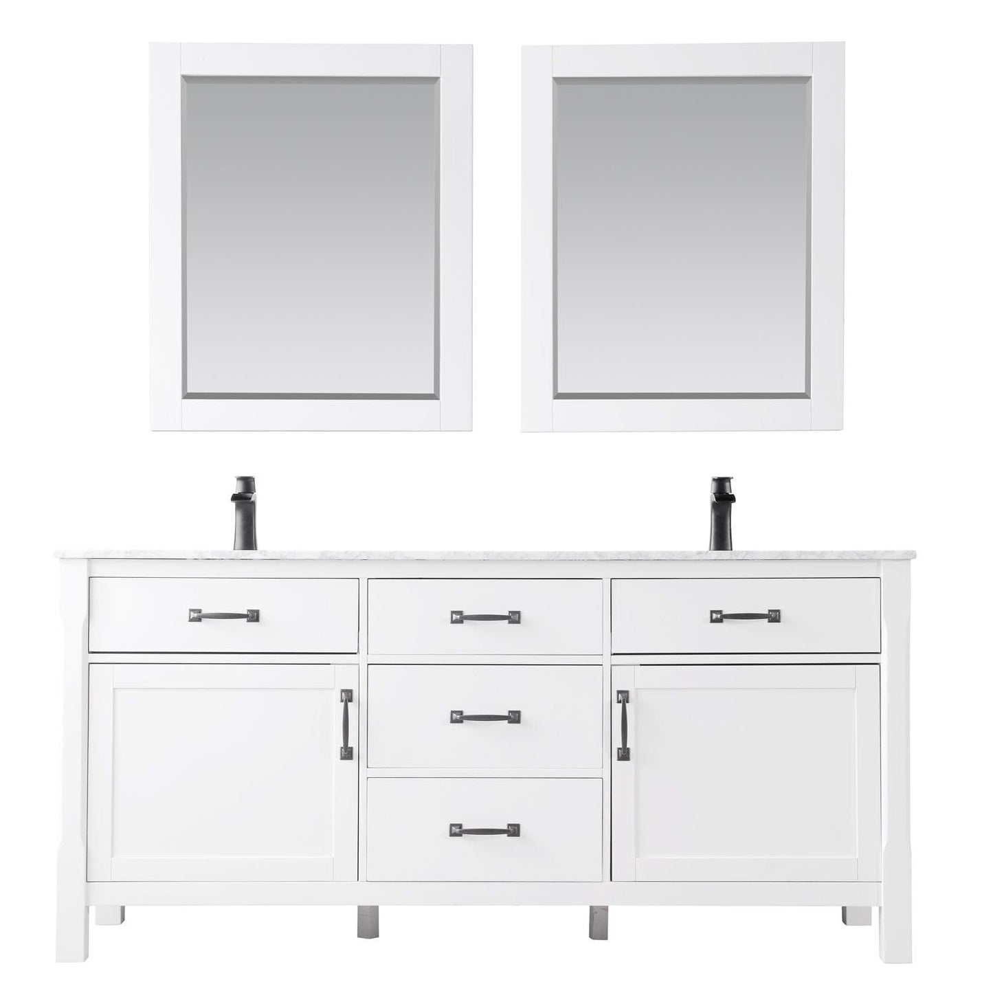 Altair 535072-WH-CA-NM Maribella 72 Inch Double Bathroom Vanity with Carrara White Marble Countertop, White