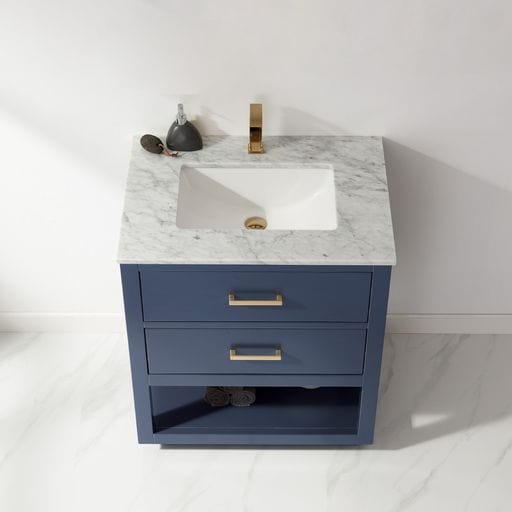 Altair 532030-RB-CA-NM Remi 30 Inch Single Bathroom Vanity with Carrara White Marble Countertop, Royal Blue