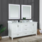 Altair 538072-WH-AW Isla 72 Inch Double Bathroom Vanity Set in White and Carrara White Marble Countertop with Mirror