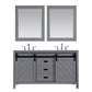 Altair Kinsley 60" Double Bathroom Vanity Set in Gray and Carrara White Marble Countertop with Mirror