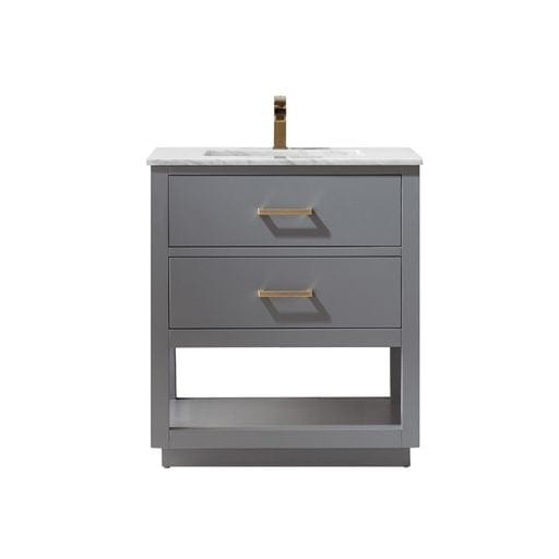 Altair 532030-GR-CA-NM Remi 30 Inch Single Bathroom Vanity with Carrara White Marble Countertop, Gray