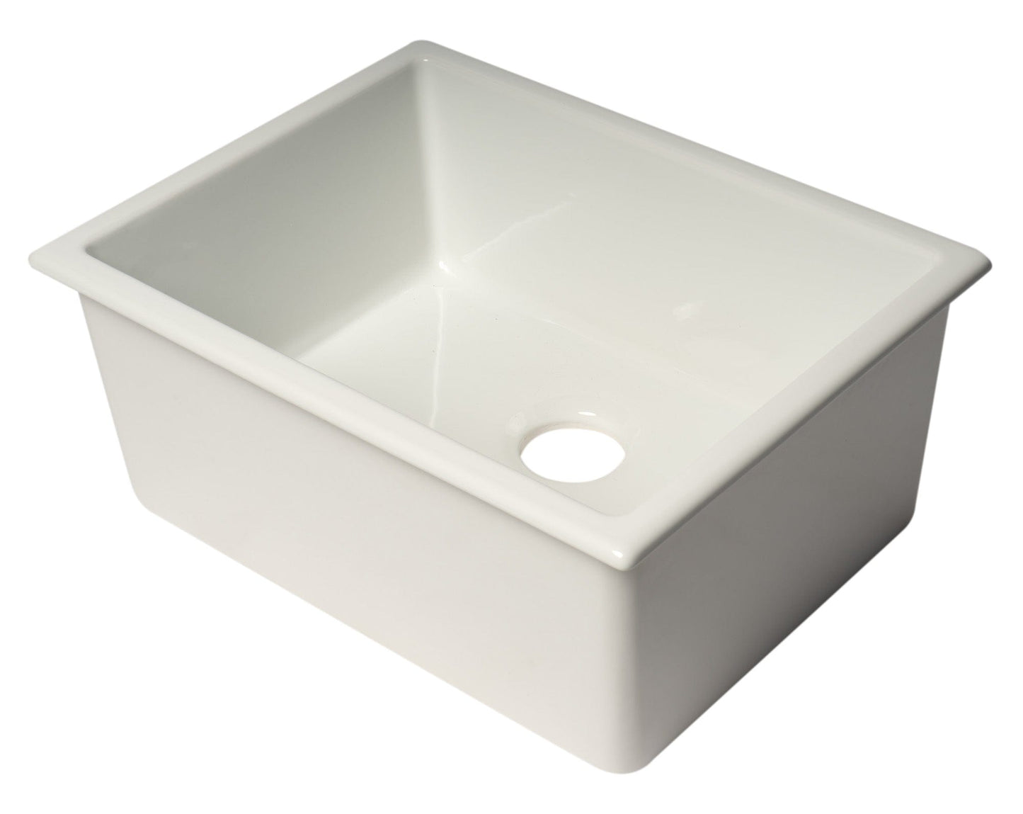 ALFI brand AB2418UD 24" x 18" Fireclay Undermount / Drop In Fireclay Kitchen Sink